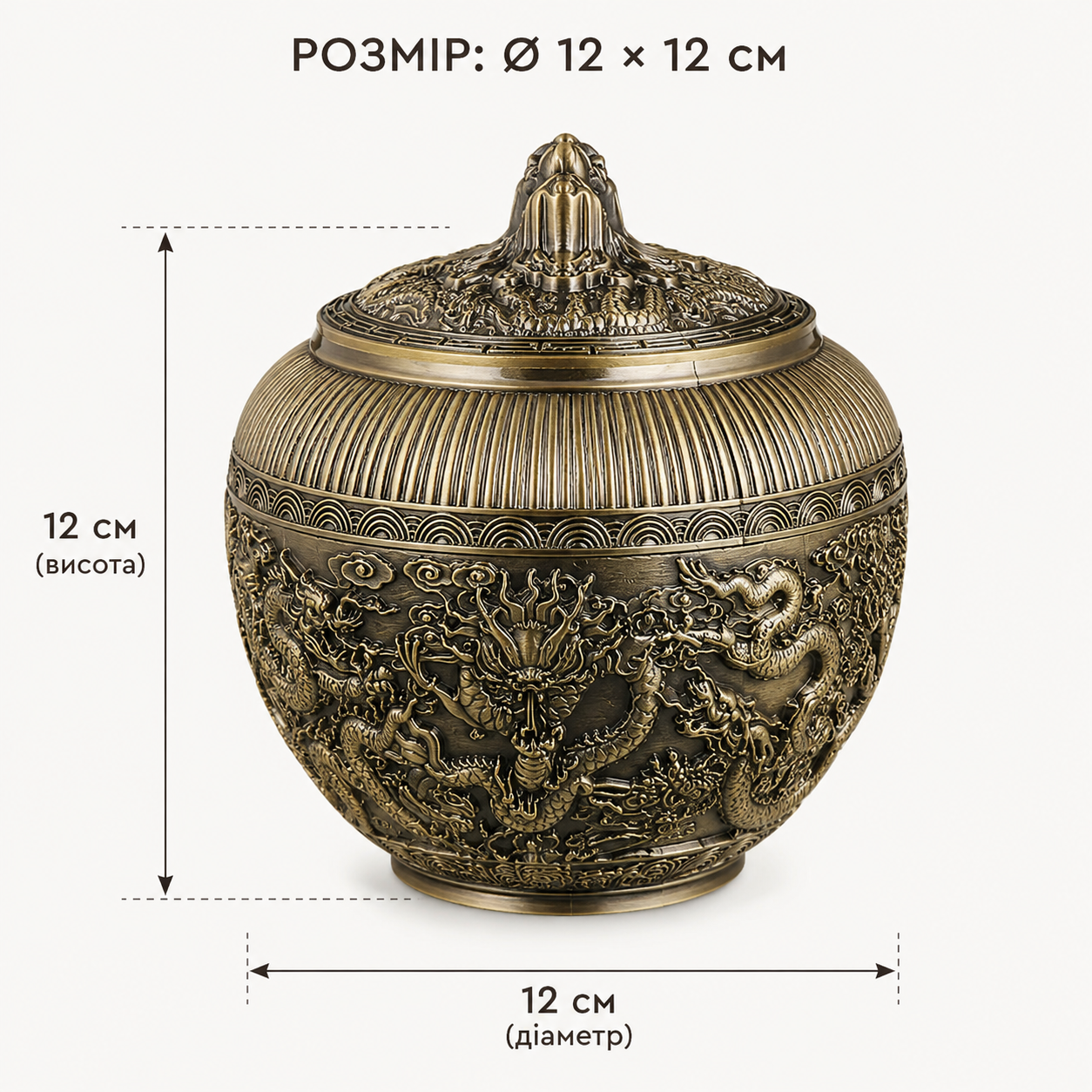 Металева банка «Імператорський дракон» — розмір 12 × 12 см